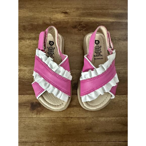 Old Soles Queen Ruffled Sandals Fuchsia Pink Snow White Leather Slingbacks 8 - Picture 2 of 9